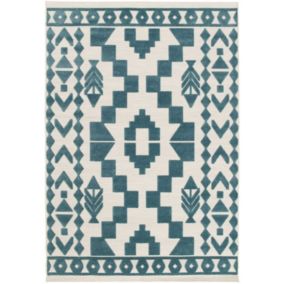 Tapis extérieur et intérieur motif ethnique - Lima - Bleu - 123 x 170 cm