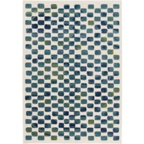 Tapis extérieur et intérieur motif géométrique - Idylle - Bleu et vert - 120 x 170 cm