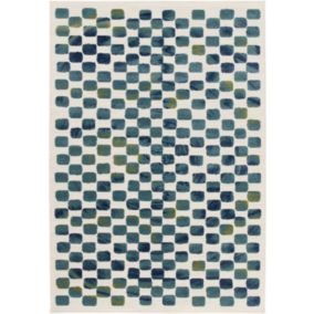 Tapis extérieur et intérieur motif géométrique - Idylle - Bleu et vert - 164 x 230 cm