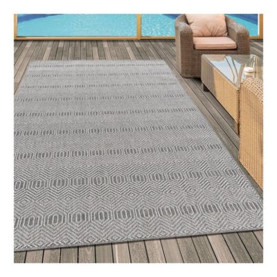 Tapis extérieur et intérieur plat Mykonos 150x80 CM - Gris