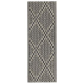 Tapis extérieur gris et marron au motif à carreaux 60 x 105 cm JALNA