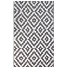 Tapis extérieur gris motif losanges 120 x 180 cm HAPUR