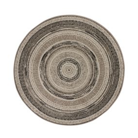 Tapis extérieur gris rond diam.120 cm VERDI intérieur-extérieur - ATTICGO