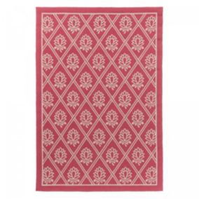 Tapis extérieur kilim fait main PORSTER, rouge, blanc