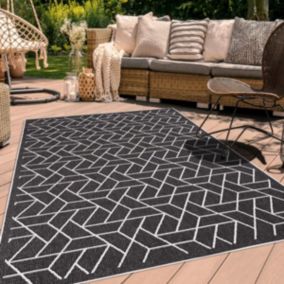 Tapis extérieur, kilim reversible 120x170 EX1 BRI noir et crème