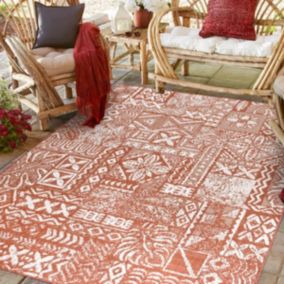 Tapis extérieur, kilim reversible 120x170 EX1 ETNO terracotta et crème