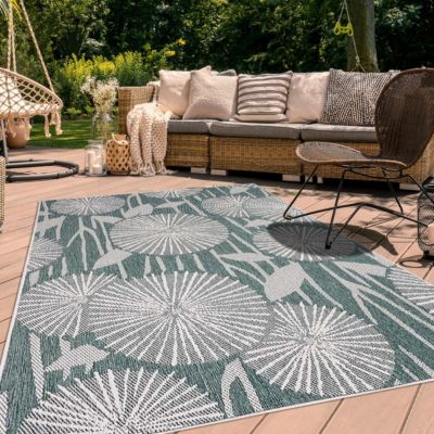 Tapis extérieur, kilim reversible EX1 PARA, vert, crème