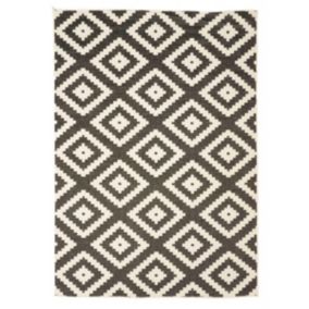 Tapis extérieur, kilim reversible EX1 RA, noir, crème