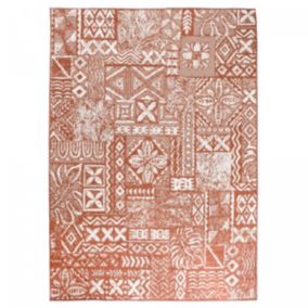 Tapis extérieur, kilim reversible LYN2 AF REVERSIBLE, terracotta, crème