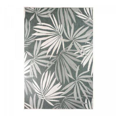 Tapis extérieur, kilim reversible LYN2 AM REVERSIBLE, vert, écru
