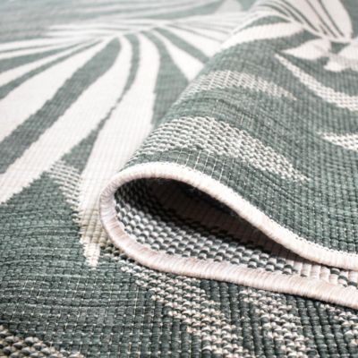 Tapis extérieur, kilim reversible LYN2 AM REVERSIBLE, vert, écru