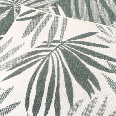 Tapis extérieur, kilim reversible LYN2 AM REVERSIBLE, vert, écru