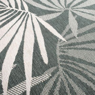 Tapis extérieur, kilim reversible LYN2 AM REVERSIBLE, vert, écru