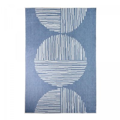 Tapis extérieur, kilim reversible LYN2 BL REVERSIBLE, bleu, écru ...