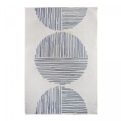 Tapis extérieur, kilim reversible LYN2 BL REVERSIBLE, bleu, écru ...