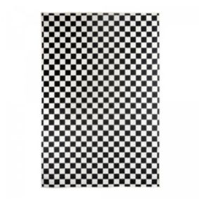Tapis extérieur, kilim reversible motif damier LYN2 X REVERSIBLE, noir, blanc