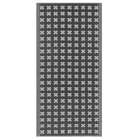 Tapis extérieur noir au motif croix blanches 90 x 180 cm ROHTAK