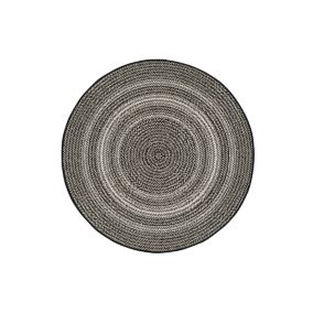 Tapis extérieur noir rond diam.120 cm SILVANA intérieur-extérieur - ATTICGO