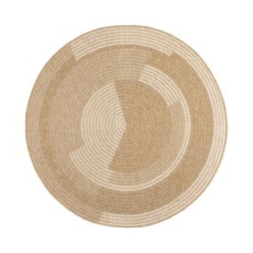 Tapis extérieur rond - 120cm - naturel - 100% polypropylène résistant aux UV - 1400 gr/m² - OXANA