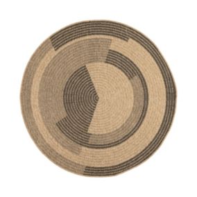 Tapis extérieur rond - 120cm - naturel - 100% polypropylène résistant aux UV - 1400 gr/m2 - CORA