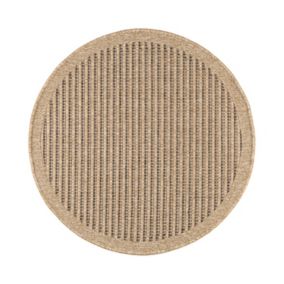 Tapis extérieur rond - 120cm - naturel - 100% polypropylène résistant aux UV - 1400 gr/m2 - KAFÉ