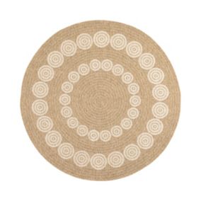 Tapis extérieur rond - 120cm - naturel - 100% polypropylène résistant aux UV - 1400 gr/m2 - LIAK