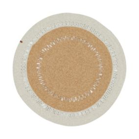 Tapis extérieur rond - 120cm - naturel - 100% polypropylène résistant aux UV - Tissé à la main - CÔME