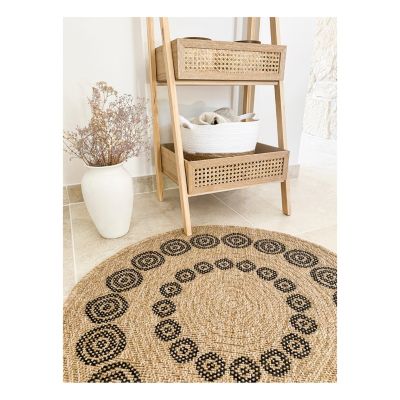 Tapis extérieur rond - 160cm - naturel - 100% polypropylène résistant aux UV - 1400 gr/m² - HOYA