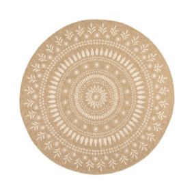 Tapis extérieur rond - 160cm - naturel - 100% polypropylène résistant aux UV - 1400 gr/m² - PAVOT