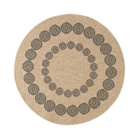 Tapis extérieur rond - 160cm - naturel - 100% polypropylène résistant aux UV - 1400 gr/m2 - HOYA