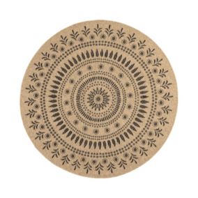 Tapis extérieur rond - 160cm - naturel - 100% polypropylène résistant aux UV - 1400 gr/m2 - IZAR