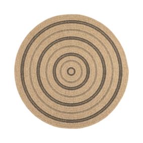 Tapis extérieur rond - 160cm - naturel - 100% polypropylène résistant aux UV - 1400 gr/m2 - NOUR