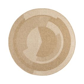 Tapis extérieur rond - 80cm - naturel - 100% polypropylène résistant aux UV - 1400 gr/m2 - OXANA