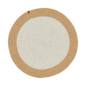 Tapis extérieur rond - 80cm - naturel - 100% polypropylène résistant aux UV - Tissé à la main - DANA