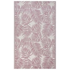 Tapis extérieur rose avec motif feuilles de palmier 120 x 180 cm KOTA