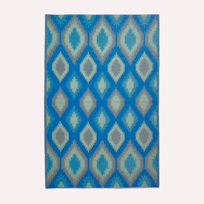 Tapis extérieur terrasse réversible - Tapis de jardin imperméable et résistant UV - Amber - Bleu - 120x180 cm - HOMESCAPES