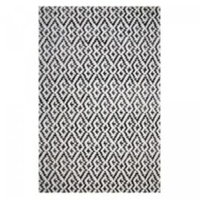 Tapis extérieur tissé kilim rectangle EDJE, noir, blanc