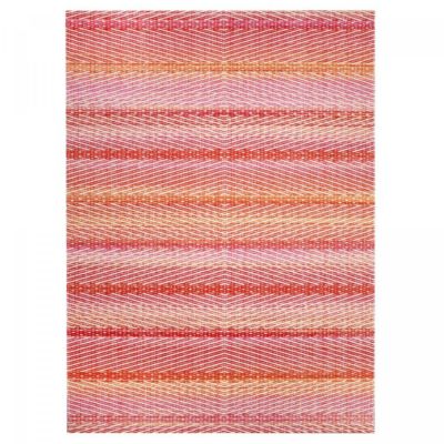 Tapis extérieur tissé kilim rectangle SEMA, rose, rouge, orange, jaune