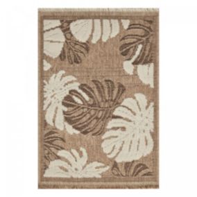 Tapis extérieur tissé kilim rectangle ZEPHYR 1, maron, gris, beige