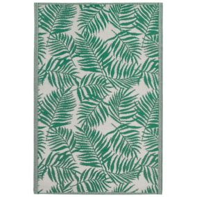 Tapis extérieur vert émeraude au motif feuilles de palmier 120 x 180 cm KOTA