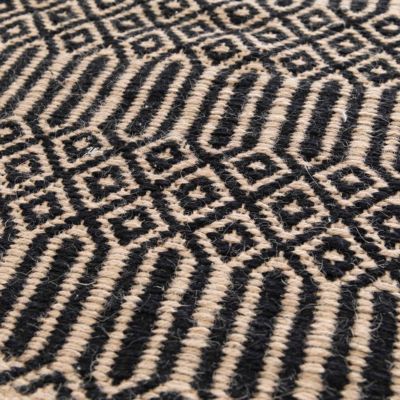 Tapis à franges en jute naturel tissé main noir 160 x 230 cm  Oviala