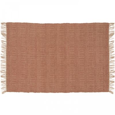 Tapis à franges en jute naturel tissé main terracotta 160 x 230 cm  Oviala