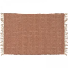 Tapis à franges en jute naturel tissé main terracotta 160 x 230 cm  Oviala