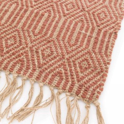 Tapis à franges en jute naturel tissé main terracotta 160 x 230 cm  Oviala