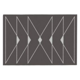 Tapis géométrique avec finition lurex - 160 x 230 cm - Taupe - TROZIA