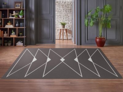 Tapis géométrique avec finition lurex - 160 x 230 cm - Taupe - TROZIA