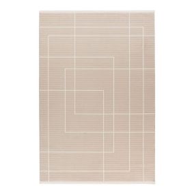 Tapis géométrique design avec franges Annie 170x120 CM - Beige