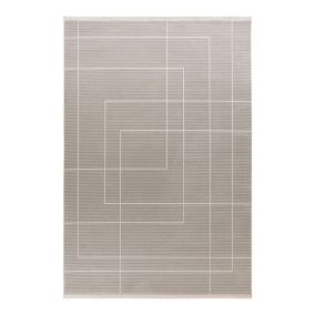 Tapis géométrique design avec franges Annie 230x160 CM - Argenté