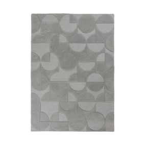 Tapis géométrique en laine design rectangle Gigi 170x120 CM - Gris