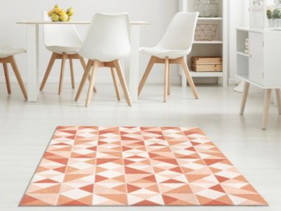 Tapis géométrique en vinyle  - 120x180 cm - Orange - MYRALA